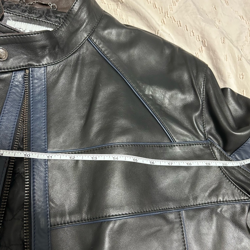 Men's Black Racer Leather Jacket - Picture 2 of 6